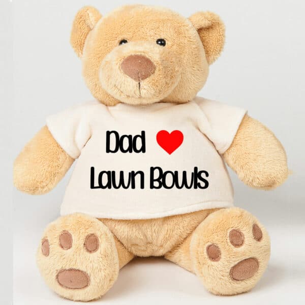 Personalised I love lawn bowls teddy bear